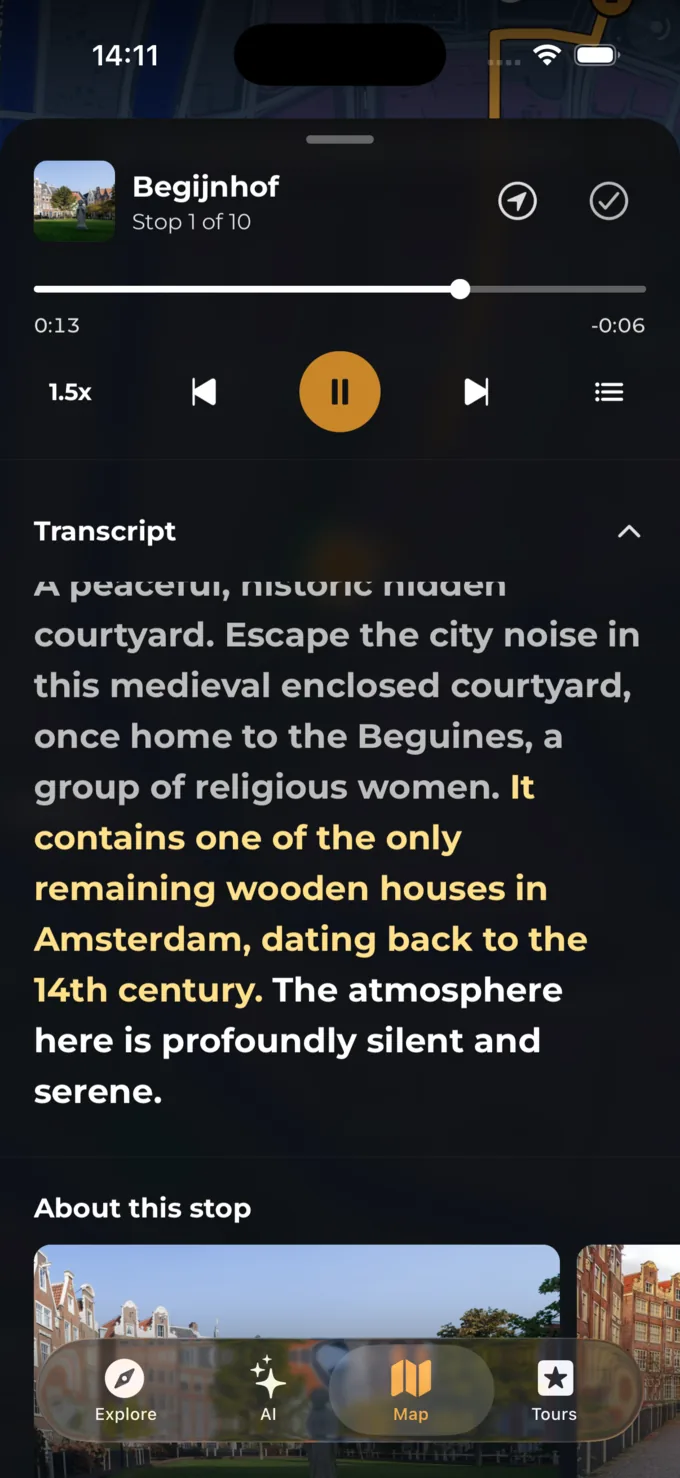 A tour that plays like your favorite podcast feature screenshot
